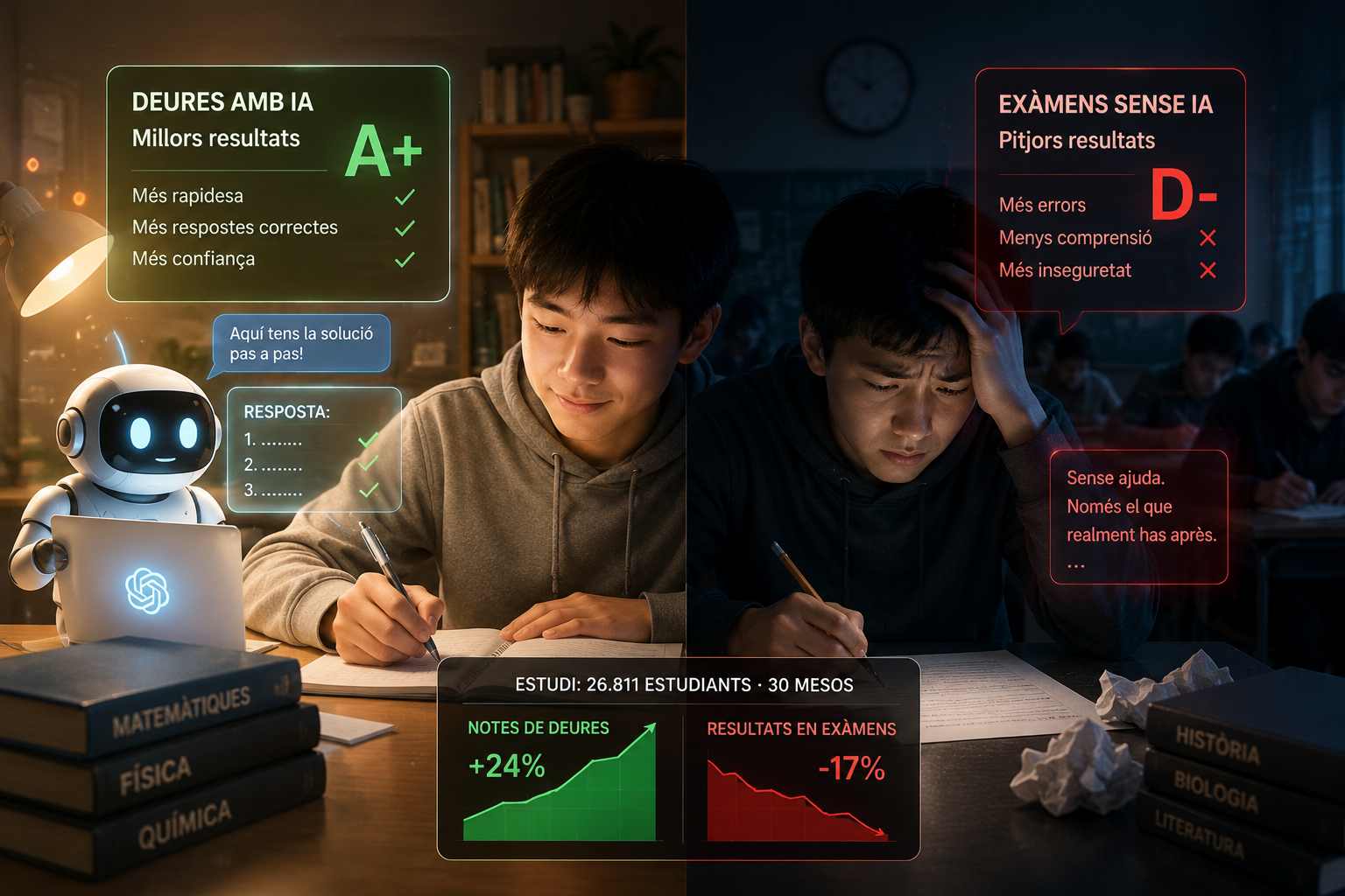 La trampa educativa de la IA: millors deures, pitjors exàmens