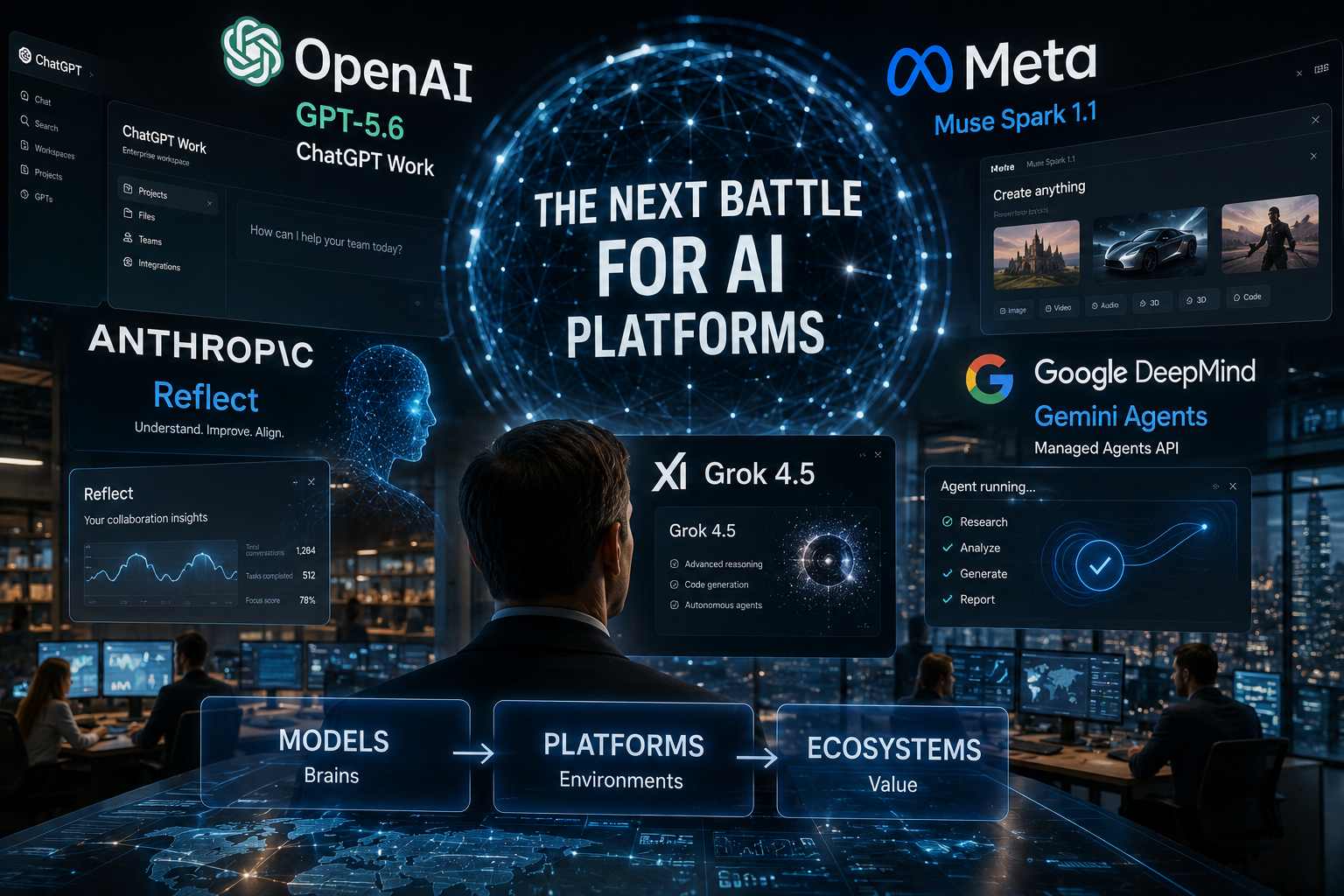 OpenAI, Meta, Anthropic, Google i SpaceXAI traslladen la guerra de la IA dels models a les plataformes